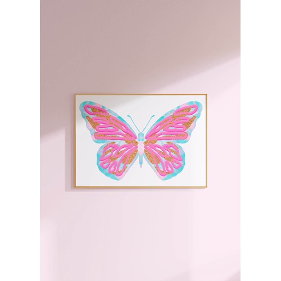 Teal Butterfly Blush Preppy Poster