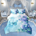 thumbnail image 1 of Teal Butterfly Comforter 7 Pieces Floral King Bedding Set,Purple Flowers Botanical Bed In A Bag Butterflies Decor Sheet Set Teens, 1 of 5