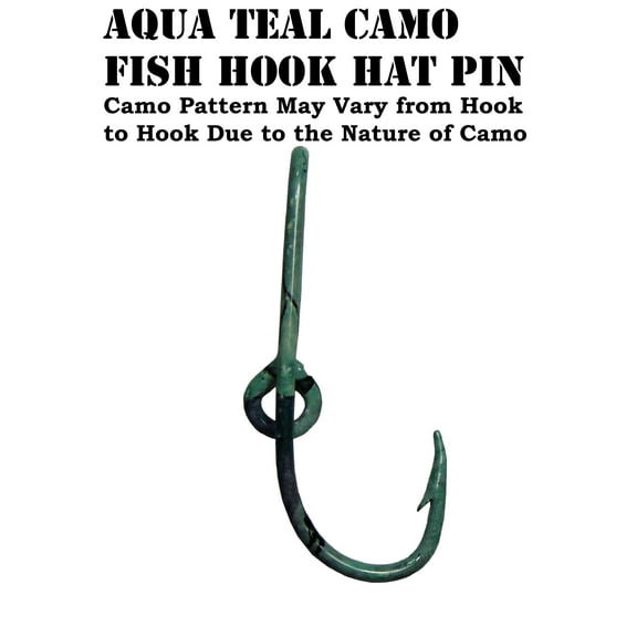 Teal Camo Fish Hook Hat Pin Prym1TYPHOON Fishing Camo Hat Hook Clip