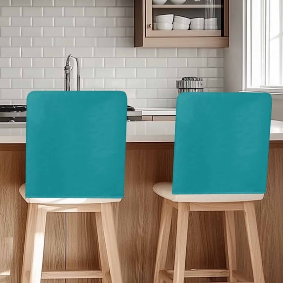 Teal Chair Back Cover for Dining Room, Turquoise Pure Teal Removable Kitchen Chair Slipcovers, Washable Seat Protector for Restaurant Party Banquet Wedding Décor