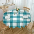 thumbnail image 1 of Teal Checkered Round Tablecloth 60 Inch - Waterproof Fabric Table Cloth Protector, Farmhouse Turquoise Buffalo Plaid Tablecloths Washable Table Cover for Kitchen Banquet Coffee Table Outdoor Party, 1 of 6
