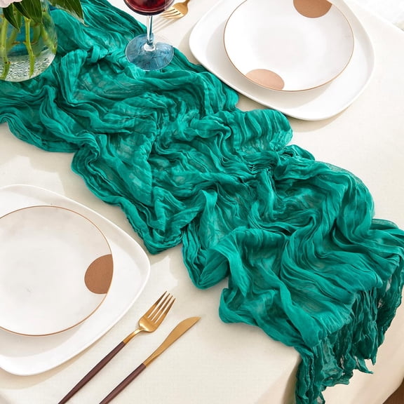Teal Cheesecloth Table Runners 10ft Wide Gauze Table Runners Boho Table Runners for Bridal Shower Wedding Birthday Party Table Decorations