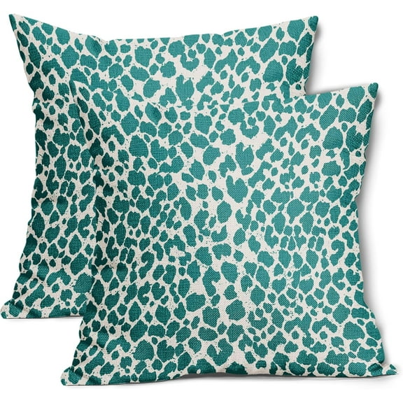 Teal Cheetah Throw Pillow Covers 20X20 Inches Set of 2 Leopard Decorative Pillow Cases Animal Wildlife Pillow Cover with Zipper Home Decor for Sofa Couch Housewarming Gift Bed Porch Outdoor