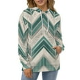 thumbnail image 1 of Teal Chevron Ornate Pattern Design Oversized Hoodies For Woman Pullover With Pocket Comfortable Fation Pullover Hoodie S-5XL, 1 of 4