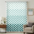 thumbnail image 1 of Teal Chevron Sheer Curtains 45 Inches Long, Ombre Geometric Ocean Wave V-shaped Light Filering Curtains, Breathable Simi Curtain Privacy Drapes for Kitchen Bathroom Lightweight Small Window Treatment, 1 of 9