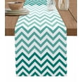 thumbnail image 1 of Teal Chevron Table Runner Cotton Linen 72 Inch Holiday Dresser Scarves,Ombre Geometric Ocean Wave V-shaped Tablerunner for Kitchen Coffee Dining Bedroom Home Living Room Dinner Scarf Décor 13''x72'', 1 of 9