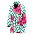 thumbnail image 1 of Teal Chevron Watermelon Pattern Women Bathrobe One Size Univeral Fits Fashion Lightweight Plush Fleece Long Robe For Women, 1 of 3