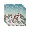 thumbnail image 1 of Teal Christmas Cloth Napkins Set of 6 Reusable Dinner Napkins, Snowman Xmas Tree Snowflake Winter Cocktail Napkin Washable Table Napkins for Wedding/Holiday Party/Baby Shower 20"x20", 1 of 7