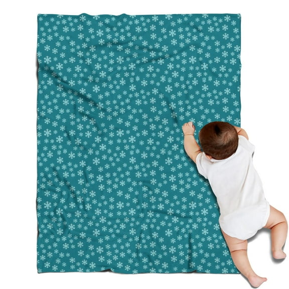 Teal Christmas Snowflake Pattern Blanket,Comfortable Soft Flannel Throw Blanket,All Season,Warm Lightweight Blankets for Sofa Bed Couch Living Room Chair,30"x40"