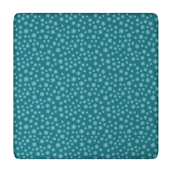 Teal Christmas Snowflake Pattern Square Fitted Tablecloth with Elastic Edge,Square Table Cover,Washable Elastic Table Cover for Home Kitchen Party Decor 34"x34"