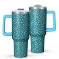thumbnail image 1 of Teal Christmas Snowflake Pattern Tumbler with Handle and Lid,40oz Double Wall Vacuum Insulated Tumbler,Cups Gift for Women and Men, 1 of 7