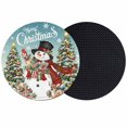 thumbnail image 1 of Teal Christmas Snowman Coasters Set of 2, Absorbent Coasters for Drinks, Xmas Tree Snowflake Botanical Coaster for Desk Coffee Table Protection, Home Decor House Warming Gifts 4", 1 of 8