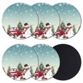 thumbnail image 1 of Teal Christmas Snowman Coasters Set of 6, Absorbent Coasters for Drinks, Xmas Truck Tree Snowflake Coaster for Desk Coffee Table Protection, Home Decor House Warming Gifts 4", 1 of 8