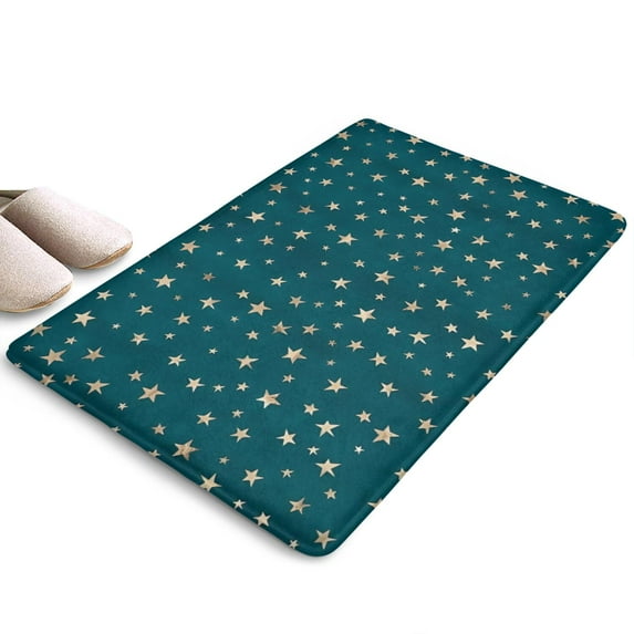 Teal Christmas Star Pattern Flannel Non Slip Door Rugs,Washable Door Mats Indoor,Decorative Door Mats,Dirt-Resistant and Absorbent Doormat for Entrance,Bedroom,Kitchen,Bathroom,23.5x16in(60x40cm)