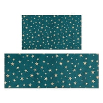 Teal Christmas Star Pattern Kitchen Rugs Sets Of 2,Anti Fatigue Kitchen Mat Rugs Non Slip Washable,Decorative Kitchen Floor Mats for Kitchen,Sink,Laundry,17"x30" 17"x47"