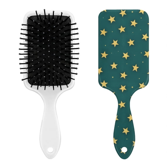 Teal Christmas Star Pattern Paddle Hair Brush, Square Air Cushion Hair ...