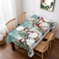 thumbnail image 1 of Teal Christmas Table Cloth Waterproof Tablecloths, Snowman Xmas Tree Snowflake Winter Tablecloth Dining Table Cover for Kitchen Party Tabletop Outdoor, Rectangle Tablecloth 52x70 Inch, 1 of 9