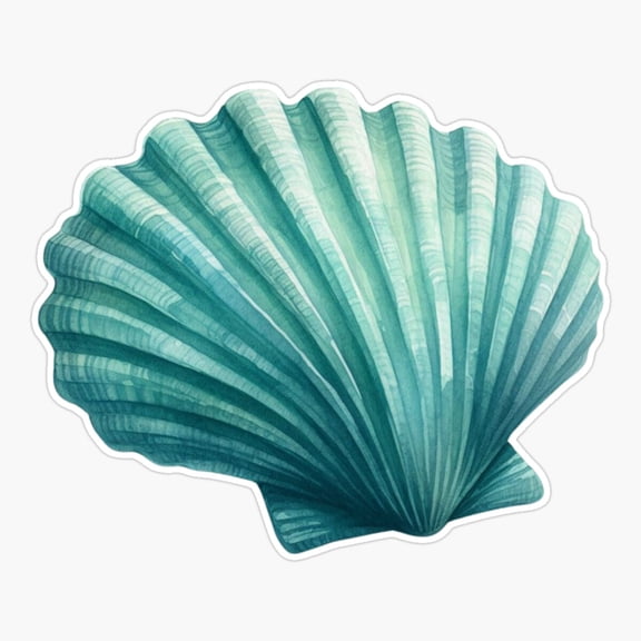 Teal Clam Shell Beachy Coastal Nautical Seashell Sticker