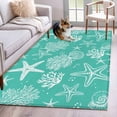 thumbnail image 1 of Teal Coastal Area Rugs 3'x5', Washable Small Throw Rugs for Living Room Bedroom, Nautical Beach Starfish Coral Summer Indoor Outdoor Rug Non-Slip Low Pile Carpet Runner Reversible Floor Mats, 1 of 8