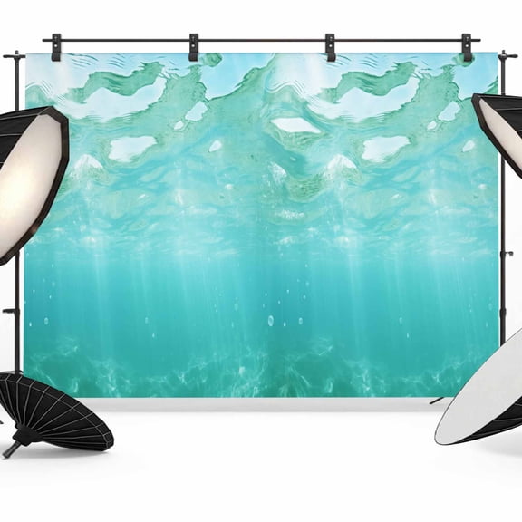 Teal Coastal Backdrop for Photoshoot,Photography Photo Studio Background Wall Backdrop,Summer Beach Ocean Seawater Nautical Back Drop Banner Panel for Portraits Wedding Party Live Streaming 7x5Ft