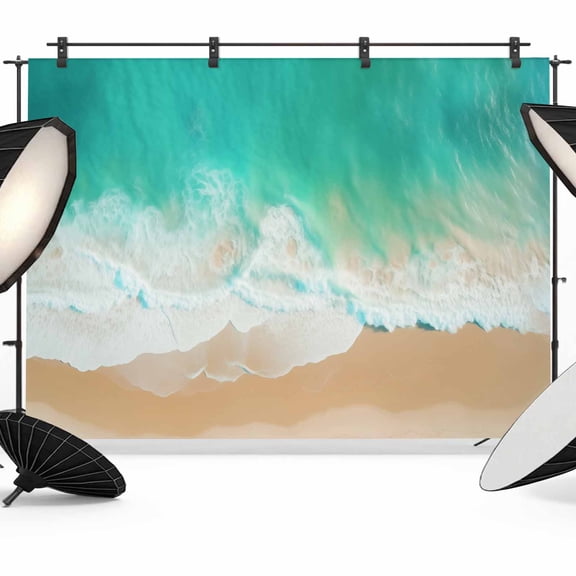 Teal Coastal Backdrop for Photoshoot,Photography Photo Studio Background Wall Backdrop,Summer Beach Seaside Ocean Nautical Back Drop Banner Panel for Portraits Wedding Live Streaming Decor 7x5Ft