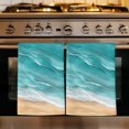 thumbnail image 1 of Teal Coastal Beach Kitchen Towels Set of 2, Summer Nautical Ocean Beige Seaside Absorbent Dish Towels for Kitchen, Microfiber Hand Towel, Quick Drying Tea Towel for Cleaning Decorative Dishcloths, 1 of 7