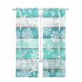 thumbnail image 1 of Teal Coastal Beach Sheer Curtains 63 Inch Length 2 Panels Set for Living Room/Bedroom, Nautical Starfish Coral Vintage Wooden Kitchen Curtains Grommet Semi-Sheer Curtains Window Treatments 42"x63"x2, 1 of 7