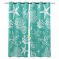 thumbnail image 1 of Teal Coastal Black Out Curtains 84 Inch Long for Living Room, Nautical Beach Starfish Coral Summer Blackout Curtain Shade Thermal Insulated Window Curtains Grommet Drapes 42"x84" 2 Panels, 1 of 8