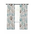 thumbnail image 1 of Teal Coastal Blackout Curtains for Bedroom Living Room, Summer Starfish Shell Coral Nautical Retro 63 In Long Thermal Insulated Room Darkening Drapes Grommet Window Treatments, 42 x 63 In, 1 of 9