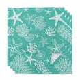 thumbnail image 1 of Teal Coastal Cloth Napkins, Nautical Beach Starfish Coral Summer Washable and Reusable Dinner Napkins Set of 4, Table Napkin for Kitchen Party Birthday Wedding Hotel Housewarming 20"x20", 1 of 9