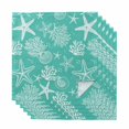 thumbnail image 1 of Teal Coastal Cloth Napkins, Nautical Beach Starfish Coral Summer Washable and Reusable Dinner Napkins Set of 6, Table Napkin for Kitchen Party Birthday Wedding Hotel Housewarming 20"x20", 1 of 9