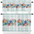 thumbnail image 1 of Teal Coastal Kitchen Curtains Set Short Half Curtains 36 Inches Length, Nautical Starfish Coral Shell Beach Ocean Rod Pocket Window Treatment Bedroom Tiers and Valance Set for Cafe Bathroom, 1 of 6