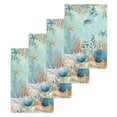 thumbnail image 1 of Teal Coastal Kitchen Dish Towels for Drying Dishes Set of 4, Summer Beach Starfish Shell Coral Nautical Waffle Weave Microfiber Hand Tea Bathroom Towels Quick Dry & Absorbent Towel 15.7x23.6, 1 of 7