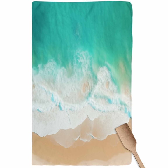 Teal Coastal Kitchen Towel Dish Cloths Set of 1, Microfiber Soft Kitchen Hand Towels, Summer Beach Seaside Ocean Nautical Absorbent Quick Drying Dishcloths 18 x 28 Inches