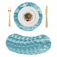 thumbnail image 1 of Teal Coastal Round 15 Inch Placemats Set of 8, Summer Ocean Sea Waves Starfish Corals HeatResistant Non Slip Place Mats for Dining Table, Wipeable Braided Kitchen Table Mats for Housewarming, 1 of 9