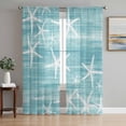 thumbnail image 1 of Teal Coastal Sheer Curtains 63 Inch Length 2 Panels Set, Summer Ocean Waves Ombre Sea Starfish Voile Window Treatment Rod Pocket Curtains Sheers Drapes for Bedroom/Living Room/Kitchen 52x"63"x2, 1 of 7