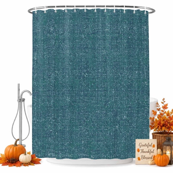 Teal Coastal Shower Curtain Set - Long 72" x 84" Washable Bathtub Curtain with 12 Hooks, Farmhouse Vintage Turquoise Solid Color Waterproof Fabric Stall Shower Curtains for Bathroom/Bathtub Décor
