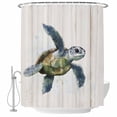 thumbnail image 1 of Teal Coastal Shower Curtain Set - Small 36" x 72" Washable Bathtub Curtain with 12 Hooks, Sea Turtle Nautical Beach Ocean Vintage Waterproof Fabric Stall Shower Curtains for Bathroom/Bathtub Décor, 1 of 6