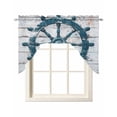 thumbnail image 1 of Teal Coastal Swag Valances for Windows, Small Curtains Drapes, Nautical Summer Rudder Vintage Kitchen Window Curtains Over Sink Rod Pocket Window Treatment Valance for Bedroom/Bathroom 56"x36", 1 of 5
