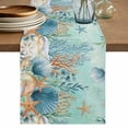 thumbnail image 1 of Teal Coastal Table Runner 90 Inches, Summer Beach Starfish Shell Coral Nautical Bed Runner Dresser Scarves Tabletop for Indoor Outdoor Parties/Ceremony/Banquet, 13" x 90", 1 of 8
