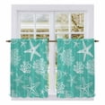 thumbnail image 1 of Teal Coastal Tier Curtains 54 Inch Length, Nautical Beach Starfish Coral Summer Cafe Short Curtains for Bathroom Over Sink, Small Kitchen Curtain Light Filtering Tiered Drapes 2 Panels 27.5"Wx54"L, 1 of 8