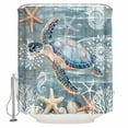 thumbnail image 1 of Teal Coastal Turtle Shower Curtains for Bathroom Waterproof Fabric Bath Curtains Decor Bath Tub Curtain Nautical Ocean Starfish Coral Decorative Shower Curtain Sets with 12 Hooks, 72x72 Inch, 1 of 6