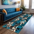 thumbnail image 1 of Teal Color Floral Area Rug Runner 2x4 ft = 65x120 cm, 1 of 5