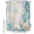 thumbnail image 1 of Teal Conch Coastal Shower Curtain Set - 48" x 72" Washable Bathtub Curtain with 12 Hooks, Summer Beach Nautical Seaside Waterproof Fabric Stall Shower Curtains for Bathroom/Bathtub Décor, 1 of 6