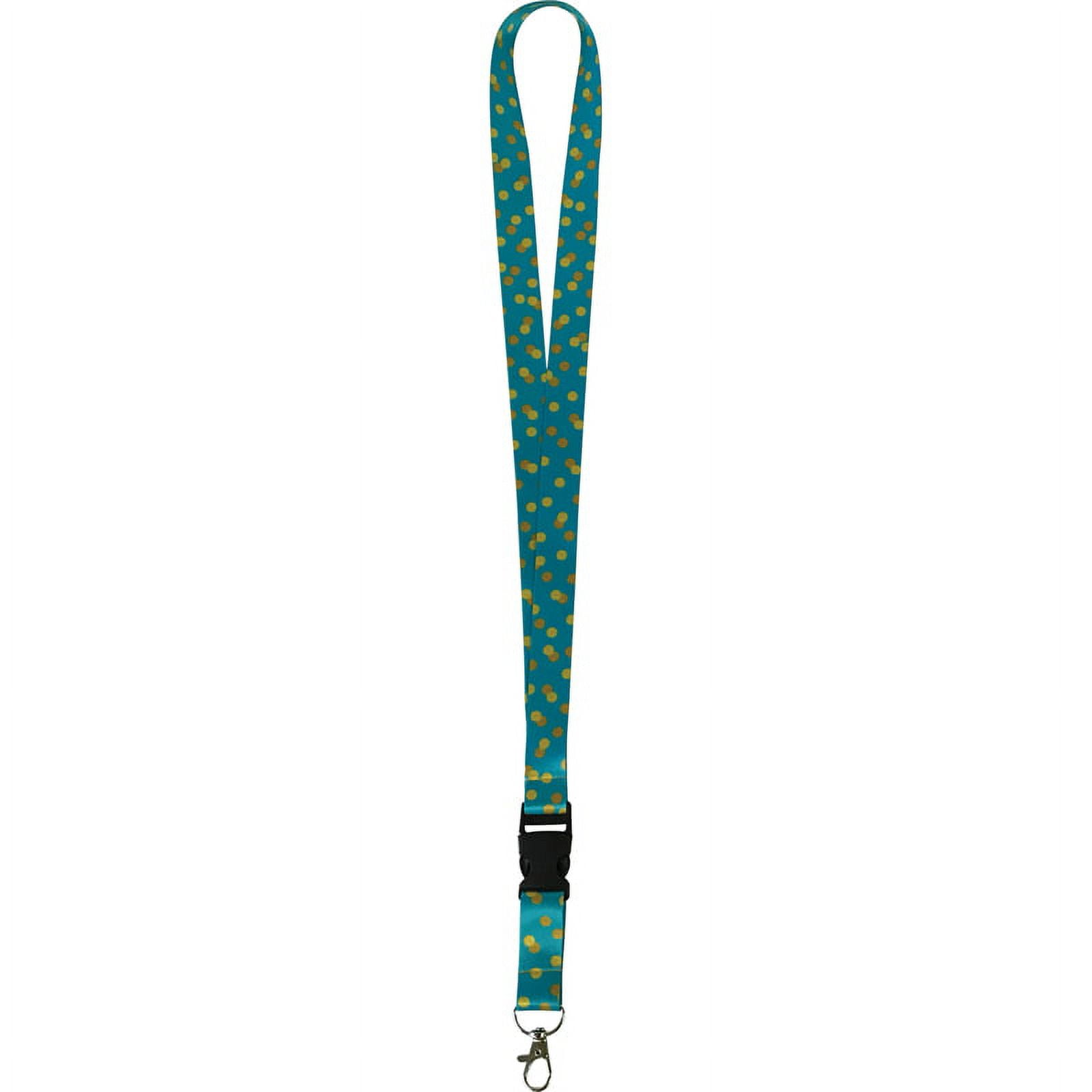 Teal Confetti Lanyard - 21.75" Long, Soft Fabric, With Clip & Swivel Clasp For ID Badges & Keys