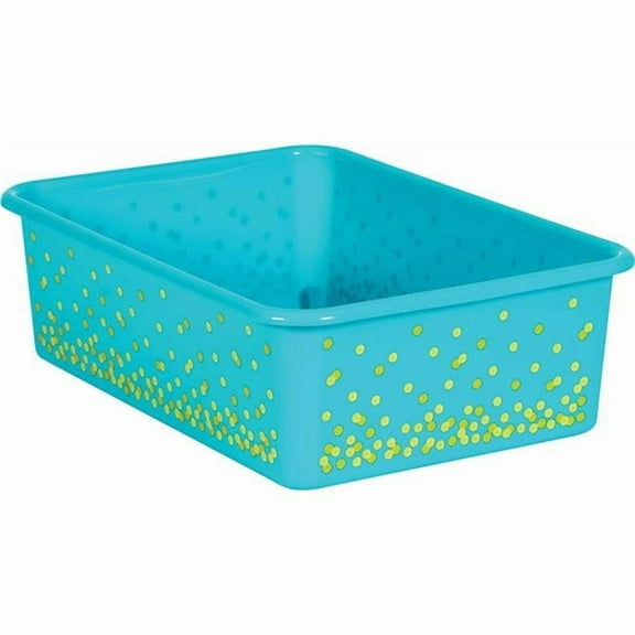 Teal Confetti Large Plastic Bin - 3 Each