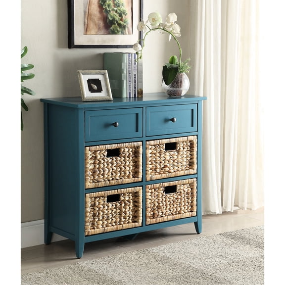 Teal Console Cabinet - Rustic Flair With Spacious Drawers Table In Finish Attractive And Practical Storage