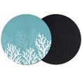 thumbnail image 1 of Teal Coral Coastal Coasters Set of 2, Absorbent Coasters for Drinks, Seaside Nautical Summer Ocean Sea Coaster for Desk Coffee Table Protection, Home Decor House Warming Gifts 4", 1 of 8