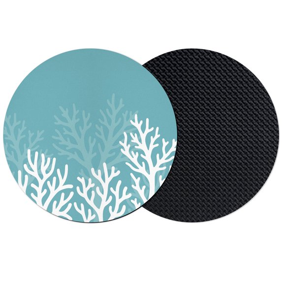 Teal Coral Coastal Coasters Set of 2, Absorbent Coasters for Drinks, Seaside Nautical Summer Ocean Sea Coaster for Desk Coffee Table Protection, Home Decor House Warming Gifts 4"