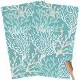 thumbnail image 1 of Teal Coral Coastal Kitchen Towel Dish Cloths Set of 2, Microfiber Soft Kitchen Hand Towels, Ocean Nautical Seaside Beach Absorbent Quick Drying Dishcloths 18 x 28 Inches, 1 of 8